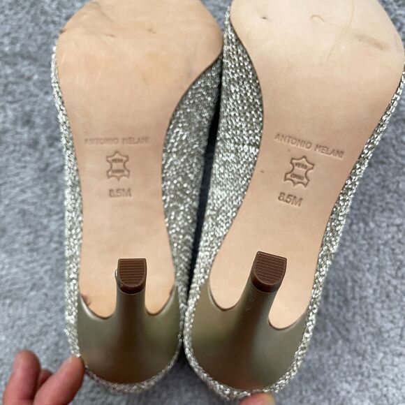 Antonio Melani Gold Sparkle Metallic Pointed Toe Heel Pump Womens 8.5M Elegant - Picture 13 of 14